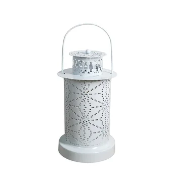 

Iron Portable With Handle Backyard Hanging Lantern Hollowed Out Battery Powered Balcony Outdoor LED Candle Light Home Garden