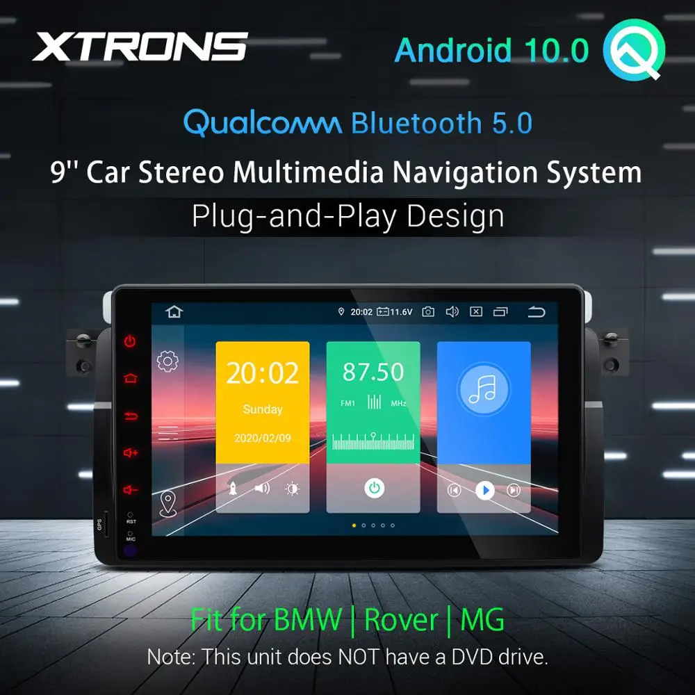 XTRONS 9 'ɺndroid 10 0 Qualcomm Bluetooth 5 автомобильный стерео плеер для BMW E46 M3 Sedan Coupe Touring Rover