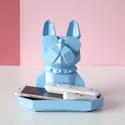 2020 New home storage box Dog cat modern figurine Candy Fruit key Desktop home decor storage container Home Office Storage box Cat Light Blue