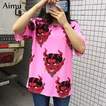 

Harajuku Oversized Graphic Funny Female T-Shirts summer Women cartoon print T Shirt Casual Boyfriend tshirt streetwear white Top