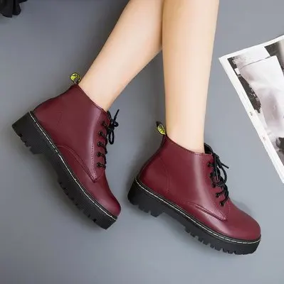

MoneRffi NEW Women Ankle Boots Boots Autumn Boots Flock Classic Lace-up Snow Ankle Boots Winter Leather Women Shoes
