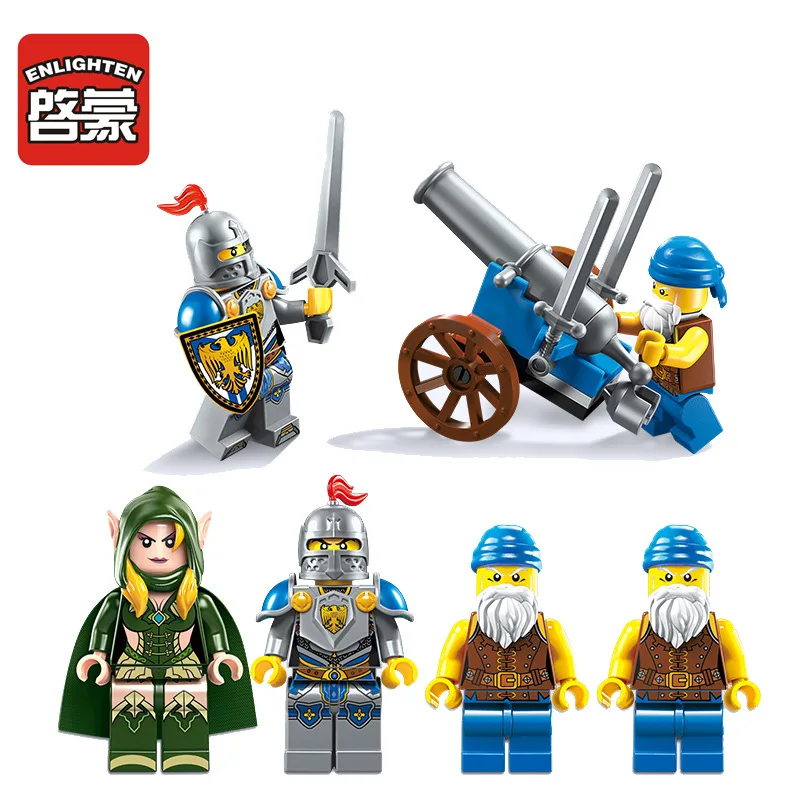 Enlighten Building Block War of Glory, рыцари замка, двуглавый дракон, якиро, 4 фигурки, 486 шт., развивающие кирпичи, игрушка, подарок для мальчика