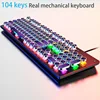 Retro Punk Mechanical Keyboard Blue Black Brown Switch 104 Keys USB Wired Gaming Keyboards RGB Backlit For PC Laptop Gamers