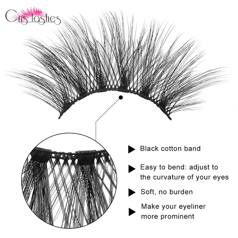 Crislashes Pares Falso Vison Cílios 25mm Volume Mix Caixa Dramática Grosso Extensão Beleza Maquiagem Ferramentas 12 3d 9 High Quality Beleza e saúde