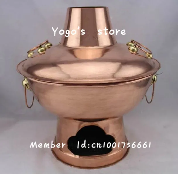 

38cm China copper hot pot thickened Mongolian Chinese charcoal fondue soup pot handmade fire pot chafingdish chaffy dish