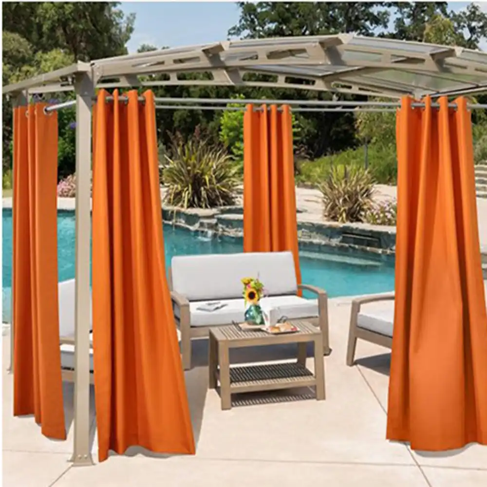 1Pc Outdoor Waterproof Curtain Tab Top Thermal Insulated Blackout Curtain Drape for Patio Garden