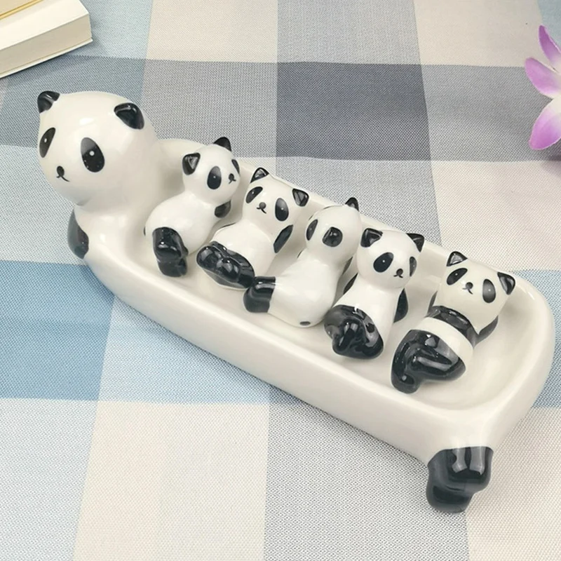 Botique-Lovely Panda палочка для еды, набор, Японский керамический держатель для палочек, посуда, мультфильм, суши, столовые приборы, стойка для домашнего использования