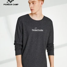 Pioneer Camp Новая Осенняя Однотонная футболка с длинными рукавами мужской с принтами с буквами хлопковая Футболка текстура качественные Топы ACT901273