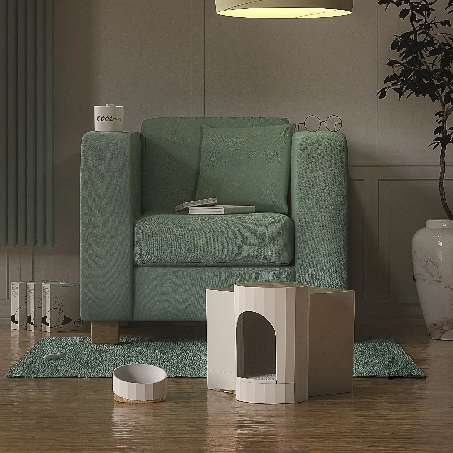 Totally enclosed type fully automatic induction lamp cat toilet modular wood grain cat litter basin pet supplies cat litter box Totally enclosed type fully automatic induction lamp cat toilet modular wood grain cat litter basin pet supplies cat litter box