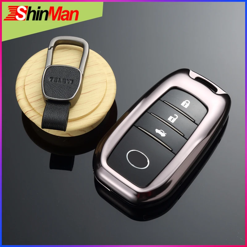 ShinManAluminium Alloy key Case For Car keychain key Cover key Shell For Toyota Camry Corolla land cruiser 86 crown RAV4 Prado