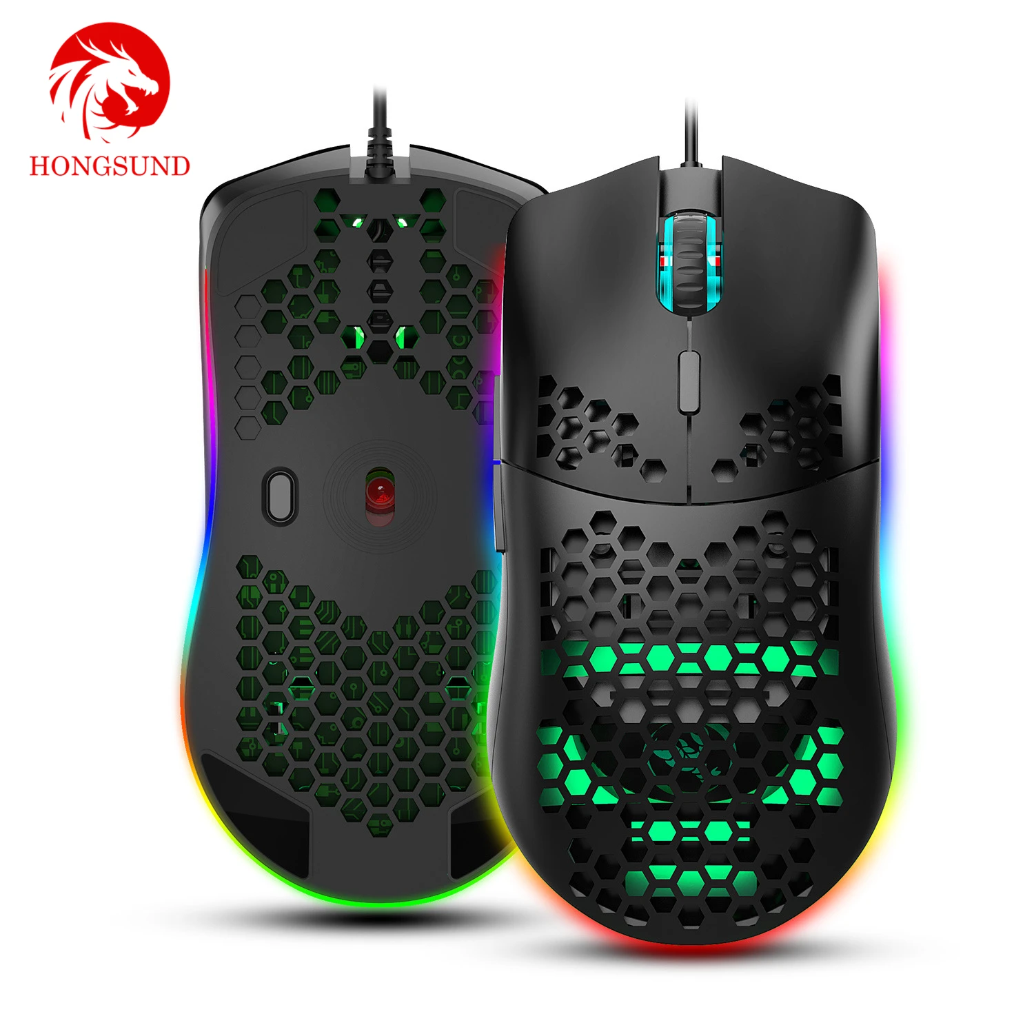 Новая игровая мышь с 7 клавишами RGB цветными огнями перспектива полый дизайн USB