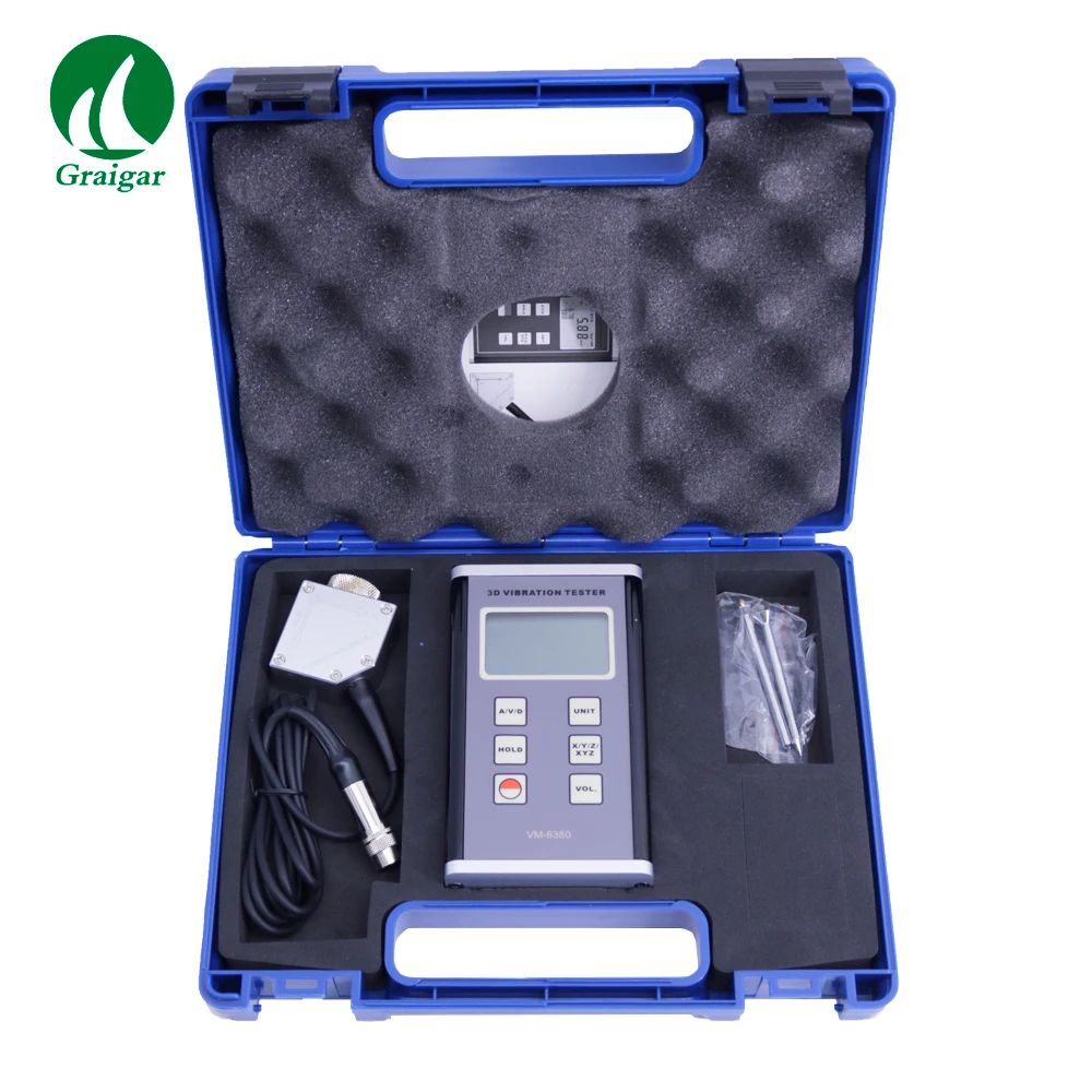 VM-6380 3D Цифровой Вибрационный тестер VM6380 3-осевой капелек пьезоэлектрического виброметр