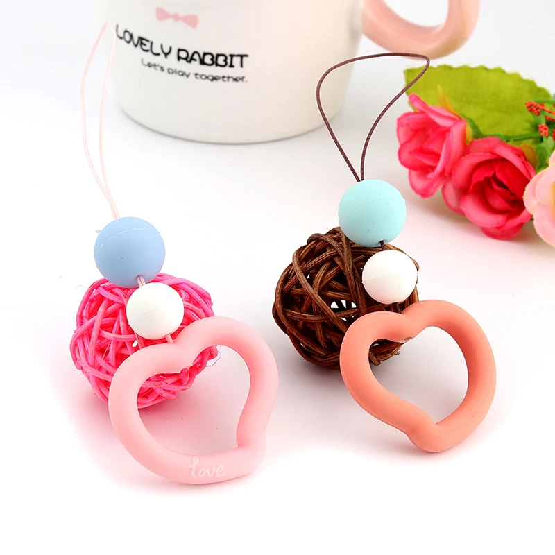 Kawaii короткий телефонный ремешок с подвеской для ключей Smycz милое сердце милый мобильный палец кольцо ремни шнурок для ключей брелок Sleutelkoord