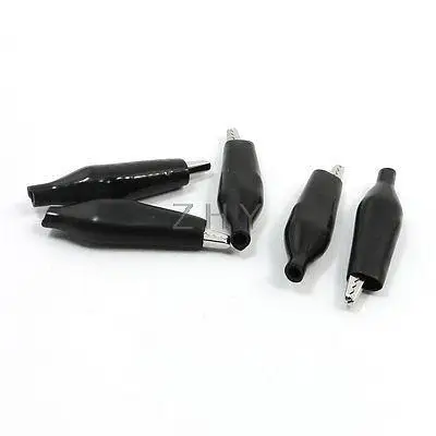 

5 Pcs 40 x 10 x 2.5 Insulated Alligator Clips Test Lead Clamps Black