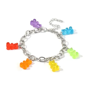 

Cute Gummy Bears Bracelet for Women Sliver Charm Baby Bracelet Bohemia Boho Jewelry Accesorios Gifts Pulceras Y Brazaletes Mujer