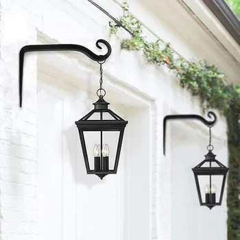 

2pcs Professional Iron Metal Wall-Mounted Hanging Lantern Holder Vintage Durable And Rust-Proof Hooks Garden Decor