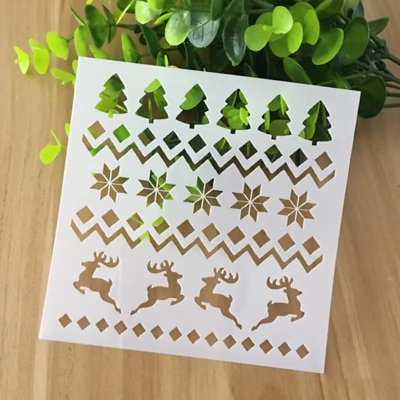 Christmas Печатные трафареты торта резные помадки DIY украшения плесень Strew - Цвет: Christmas