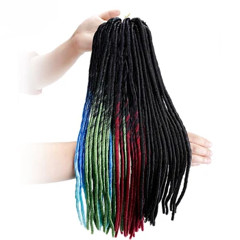

LANLAN Random color Soft Straight Dreadlocks Synthetic Braiding Hair Extensions Ombre Faux Locs Crochet Braids Hair