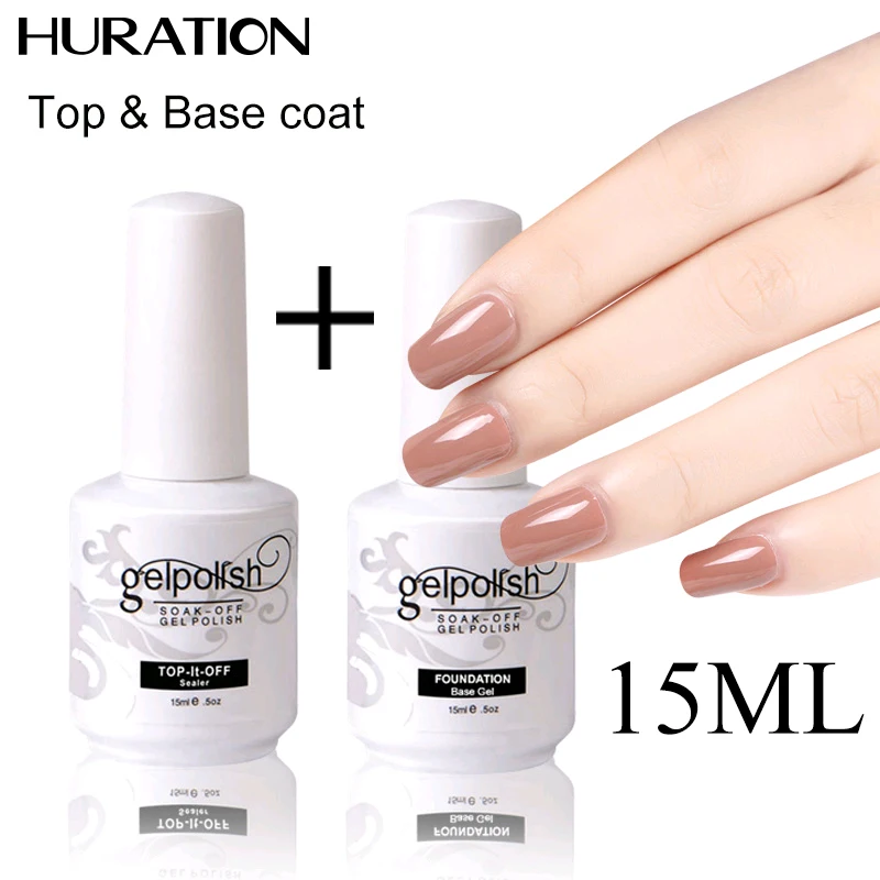 Новое поступление верхнее покрытие + Basecoat 15 мл УФ Гель лак без натирания и Базовое