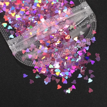 

1 Bag Nail Sequins Colorful Translucent Nail Glitter Powder DIY Polish Flakes Heart Design Palliette Nail Art Decoration
