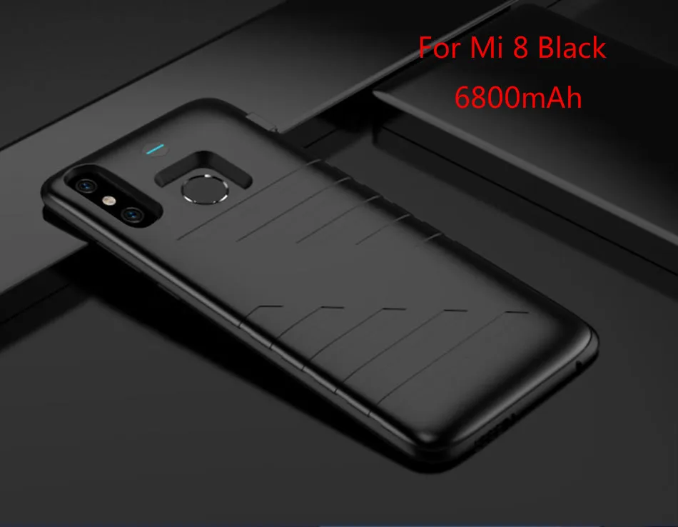 NENG 6800 мАч чехол для зарядного устройства для Xiaomi 8 чехол для аккумулятора ультра тонкий портативный внешний аккумулятор чехол для зарядки для Xiaomi 8SE - Цвет: For Mi 8 Black