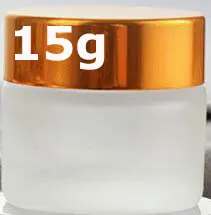 10 шт. X 5 г-50 г контейнер из матового стекла бутылка банка матовый горшок для косметический крем для лица бальзам для губ образец хранения домашнего использования с прокладкой - Цвет: 15g (Gold Lids)