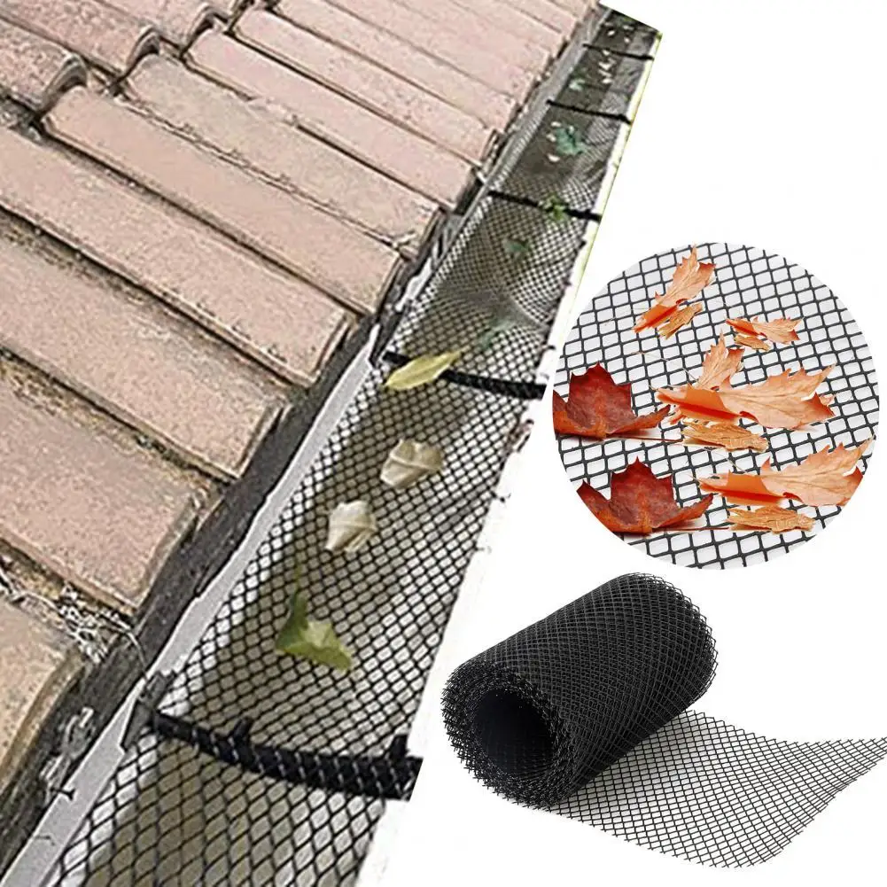 Gutter Leaf Guard 1 Roll 6/8M Anti-clogging Gutter Guard Waterproof Flexible PP Drain Protector Adjustable Floor Mesh Cover