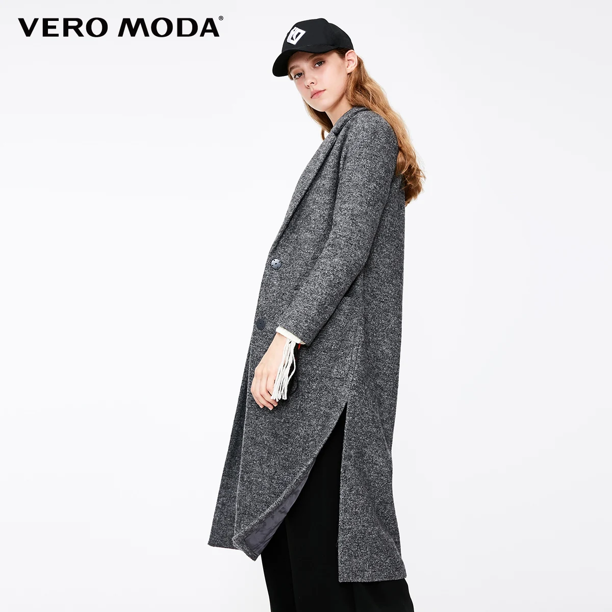 Vero Moda женское новое шерстяное пальто с боковыми карманами | 318327559 - Цвет: Granit mel.