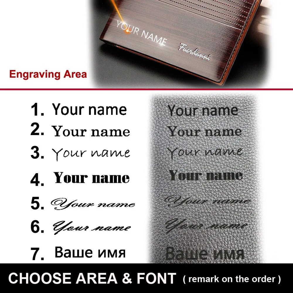 2022 New Customized Men Wallets Name Engraving High Quality  Short Card Holder Male Purse Vintage Coin Holder Men Wallets 3