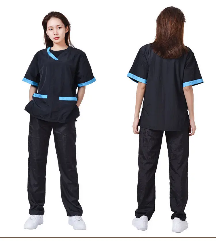 Animais de Estimação Groomer Anti Cabelo Macacão Corte Não Pegajoso Roupas Trabalho Respirável Terno Estático Esteticista Uniforme Y0621 Pet 12 Tampas, , folhas e invólucros