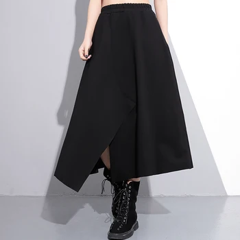 

XUXI Large Size Spring Autumn Solid Color Middle Split Half Body Skirt Long A- Line Women's Skirts Nine-point FZ1651