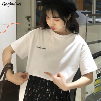 

T-shirts Summer Women Short Sleeve Tees Printed Casual O-neck Chic Womens Ins Simple Basic Harajuku Korean Style Tshirts Trendy