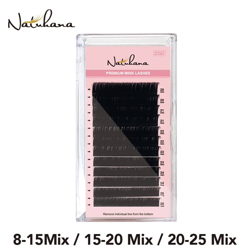

NATUHANA 8-25mm Mix Length False Eyelash Extension Individual Synthetic Mink Lengthening Eyelashes Normal Lashes Extensions