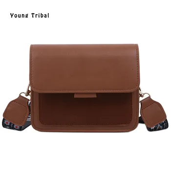 

Mini Pu Leather Crossbody Bag For Women 2020 Small Flap Wide Shoulder Strap Purses And Handbags For Girls Solid Hand Bags Female