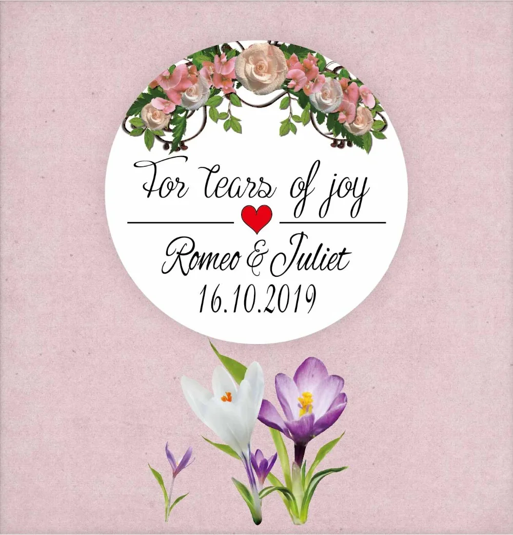 Персонализированные наклейки doux Art 100 шт. для слез joy с печатью 4 см свадьбы