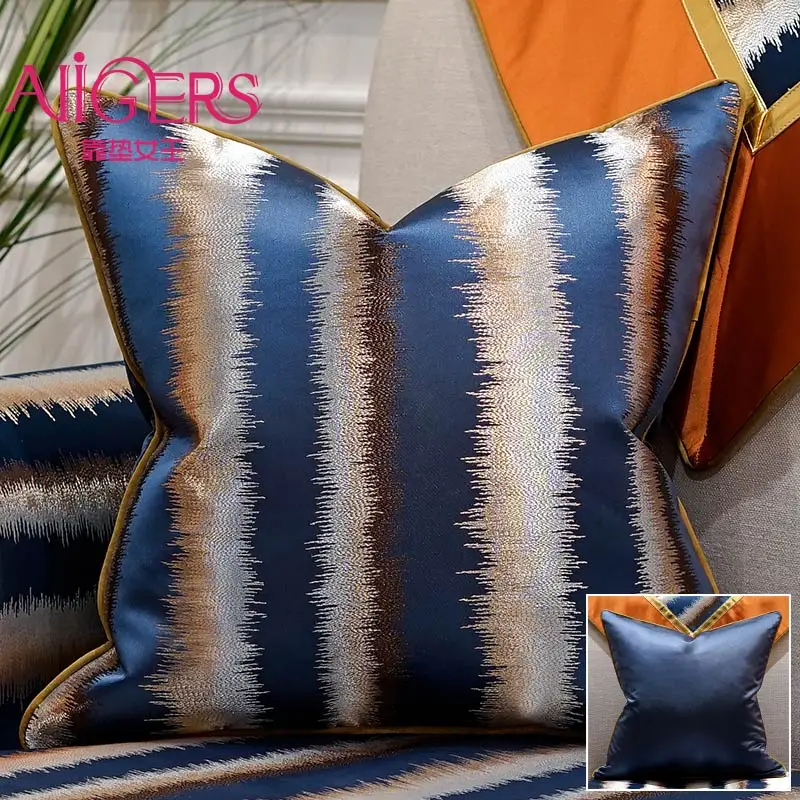Avigers роскошный пэчворк бежевый темно-синий декоративные чехлы на подушку полосатая Подушка Чехлы для дивана гостиной спальни - Цвет: E