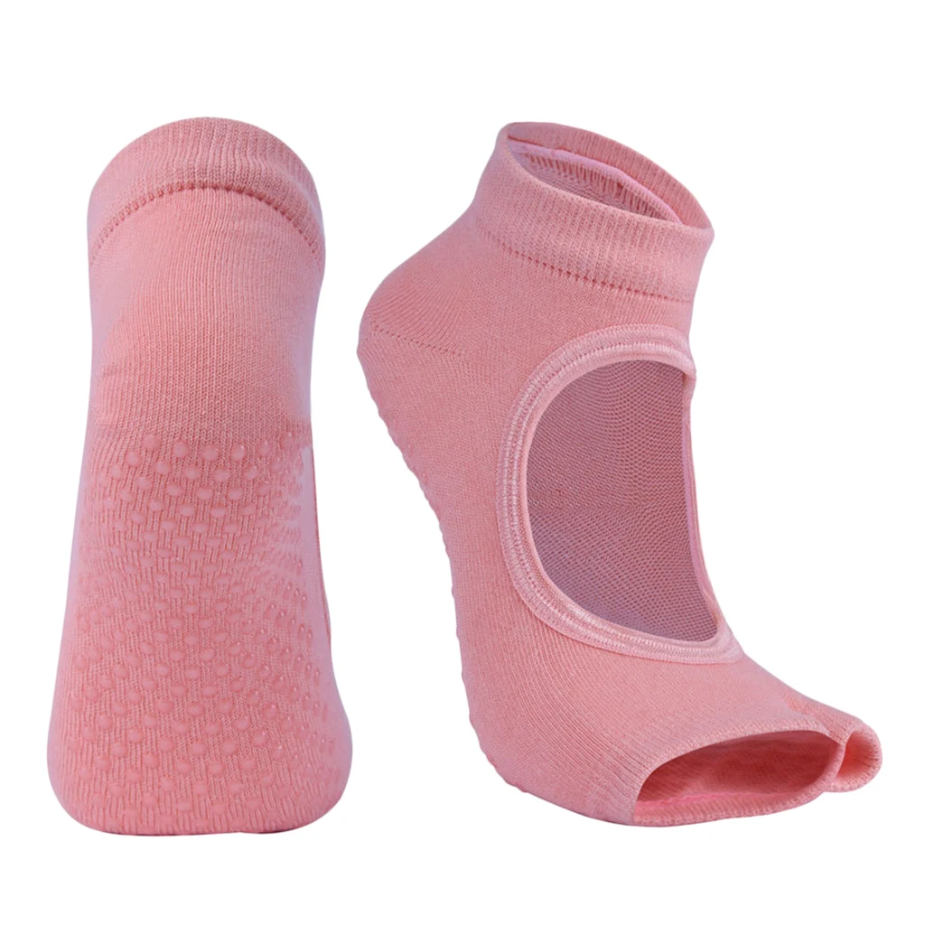 Toeless Socks Yoga, Pilates, Dance, Half Toe with Grips, Anti Non Slip Skid Casual Crew Socks,One Size