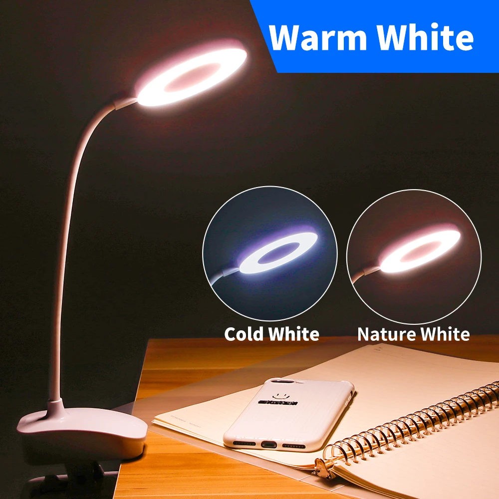 

LED Portable Desk Light USB 5V Rechargeable Desktop Read Table Lamp LED Dimming 3 Colors Smart Lamp Touch Switch 1200mAh Battery