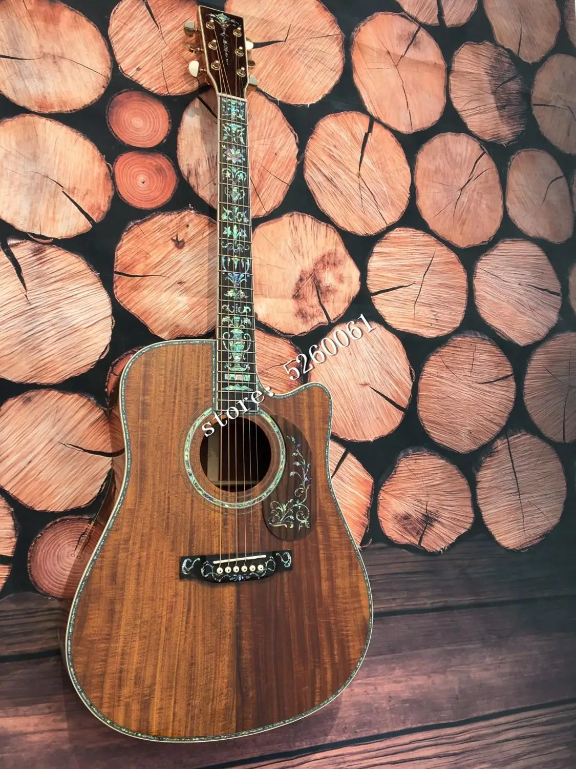 高品質 OEM カッタウェイ koa acoustic アコースティックギター