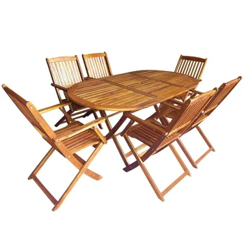 

vidaXL 7 Piece Folding Outdoor Dining Set Solid Acacia Wood