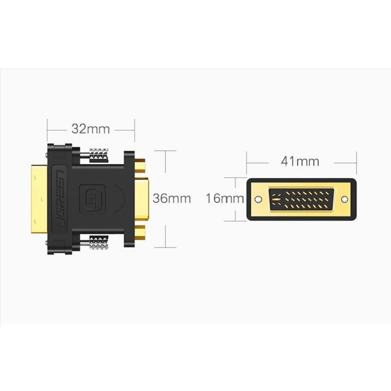 Ugreen Adapter DVI 24+5 Male to VGA Female Gold Plated for Computer PC Host Laptop 1080P Converter