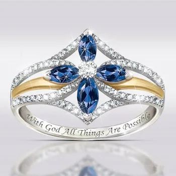 

set auger zircon ring Europe and the United States women's double color personality hollow out holiday gift accessories