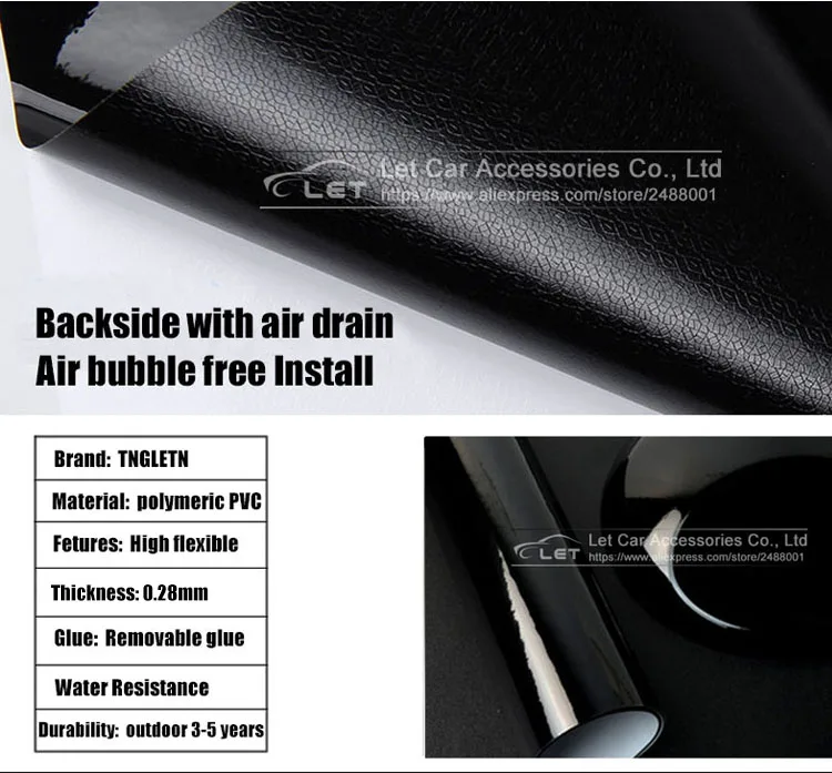 20cm 30cm 50cm Width Gloss Black Vinyl Wrap Adhesive Film Air Release Decal  Sheet - Car Stickers - AliExpress