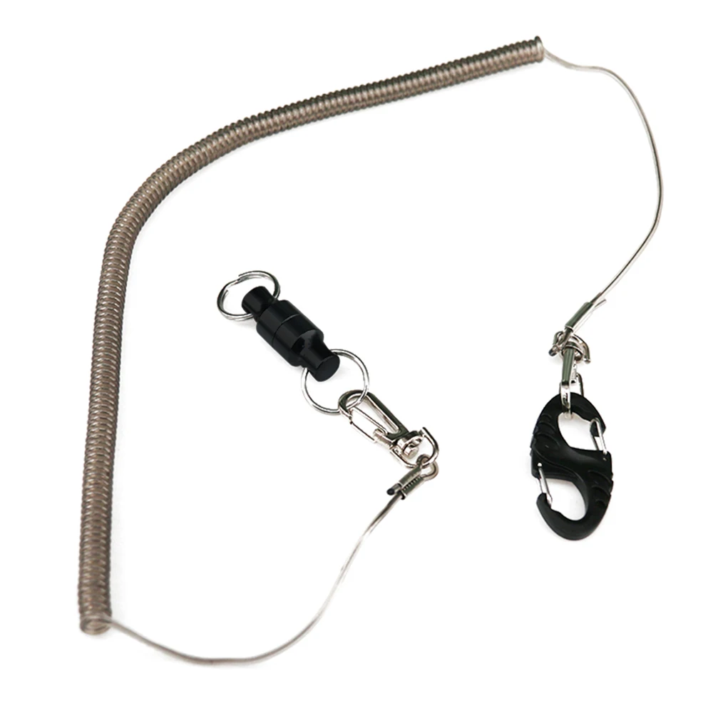 

Magnetic Release Holder with Coil Carabiner Clip Magnetic Net Release For Fishing Mountaineering Hiking Camping
