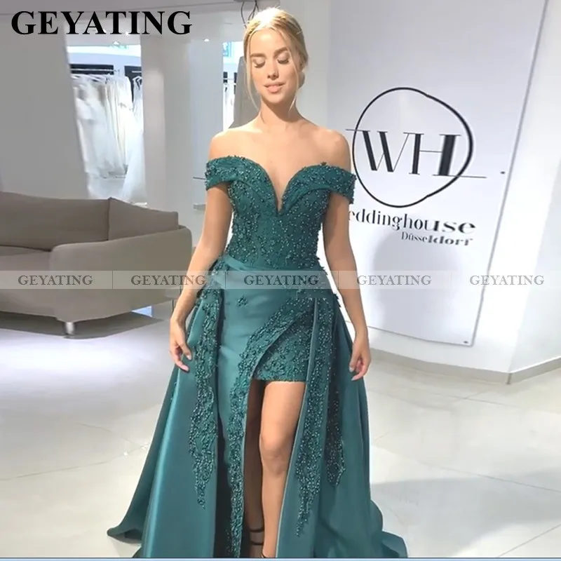 #^Special Price Elegant Off Schouder Emerald Green Prom Dresses Met Afneembare Train Dubai Kaftan Kralen Avondjurken Lange Vrouwen Formele Kleding #^Special Price Elegant Off Schouder Emerald Green Prom Dresses Met Afneembare Train Dubai Kaftan Kralen Avondjurken Lange Vrouwen Formele Kleding