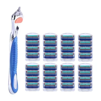 

1 soporte + N cuchillas de maquinilla de afeitar para hombre cuchillas de afeitar de 5 capas compatibles con la maquinilla de af