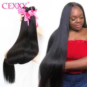 

CEXXY Human Hair Bundles Brazilian Hair Weave Bundles Straight Remy Hair Natural Color 1/3/4 Long Hair Extension 30 Inch Bundles