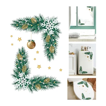

1PC Wall Stickers Cabinet Glass Diagonal Decorative Stickers Christmas Window Wall Stickers New Year Decorations