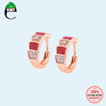 

ElfoPlataSi 925 Sterling Silver Hoop Earring Fine Jewelry Gift For Women Birthday Party Shiny Rose 925 Jewelry Wholesale DS1731