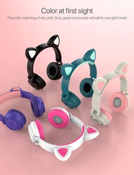

LED Light Cat Ear Wireless Bluetooth Headset Wireless Luminescence Headphones Music Stereo Headphones For Phones With Microphone